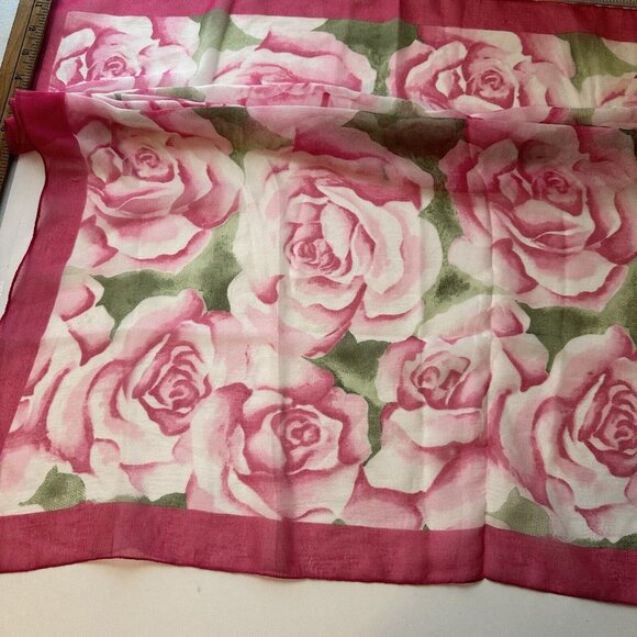 Womens Vintage Pink Roses Square Scarf Poly Neck Scarves Cottagecore - Picture 11 of 11
